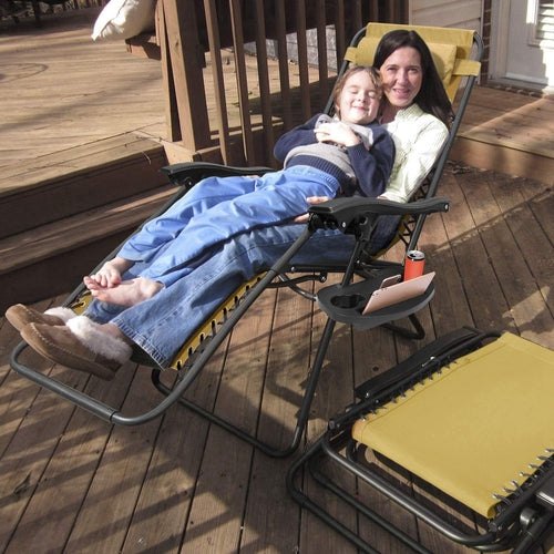 2Packs Zero Gravity Lounge Chair With Dual Side Tray Stress Relief